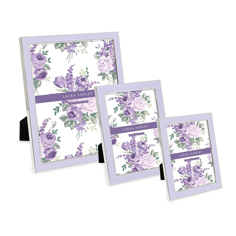Laura Ashley 5x7 Lavender Enamel Picture Frame, Silver Metal Edge