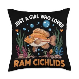 Ram Cichlid Fish Lover Freshwater Aquarium Fish Aquarist Throw Pillow