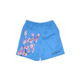 Blue Cherry Blossom Mesh Shorts - Size: X-LARGE, Color: Blue