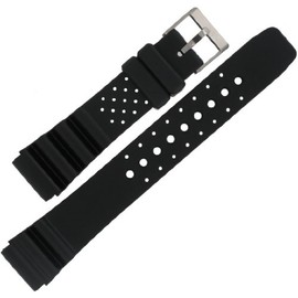 Hadley Roma MS3159 20mm Long Black Rubber Watch Band