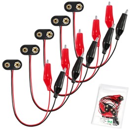 Chanzon UL Wires Battery 9v Alligator Clips Battery Snap in Connector,5 Pcs Plastics T-Type for Arduino LED Strip