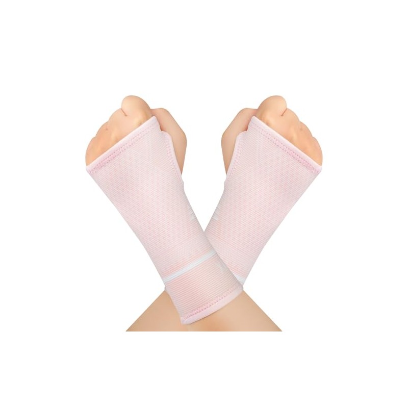 INDEEMAX Copper Wrist Supports Sleeve(2 Pack), Pink, S
