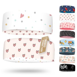 Children's Headband - Thin, Ultralight and Elastic Sports Headband for Boys and Girls (Hearts White)