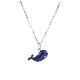 Miniblings Whale Necklace 45 cm Blue Whale Whales Ocean Sea Blue Enamelled Original Fashion Jewellery Link Chain Silver-Plated, Enamelled metal