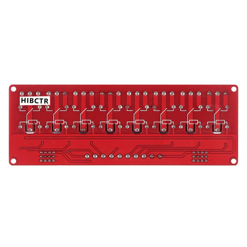 hiBCTR 12V 8-Channel Relay Module with Optocoupler Isolation - High/Low