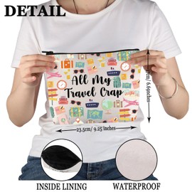 PYOUL Travel Lover Gift All My Travel Crap Makeup Bag Adventure Lover Zipper Cosmetic Bag Traveler Themed Gift World-Wide Traveler Zipper Travel Bag (My Travel Crap B)