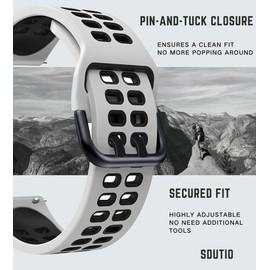 SDUTIO 20mm 22mm Quick Release Rubber watch band-Stretchy Soft Breathable Silicone Sport Band for Men Women 22mm White_Black