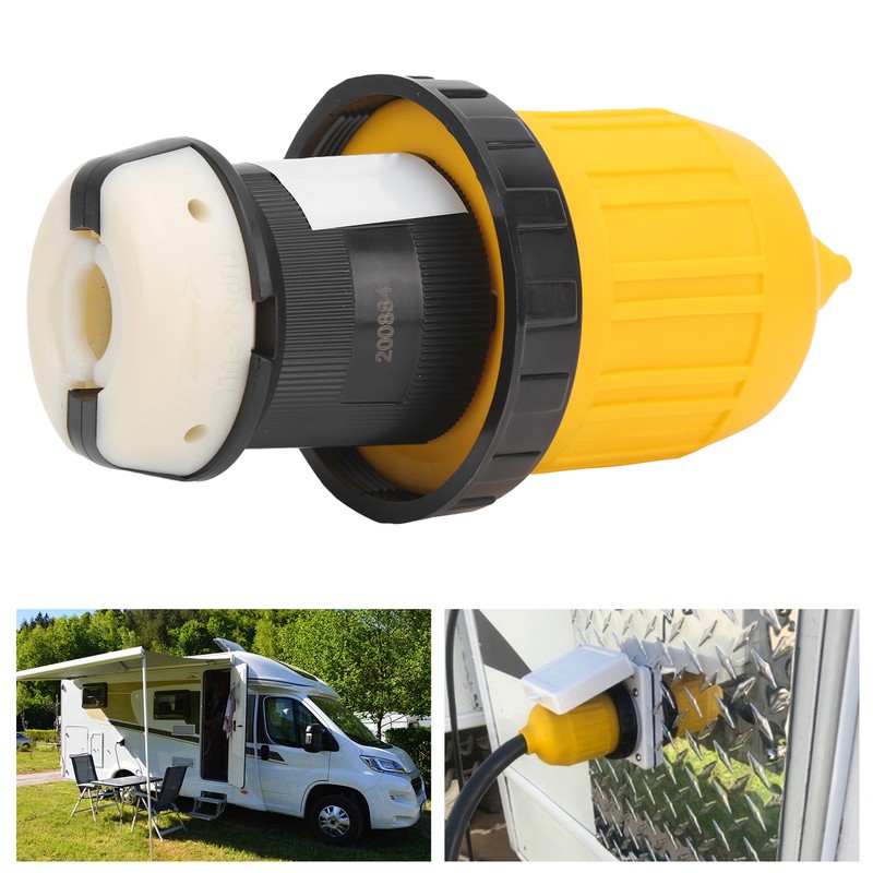 RV Cord Connector Locking Plug W/Cover Ring Power Socket 30Amp