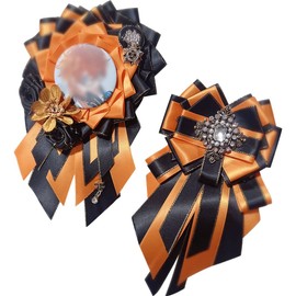 YUYAKESHI Can Badge Rosette Pain Bag Decoration Handmade Rosette Ribbon Pain Bag Decoration Can Badge Pain Rosette Goods Retro Ribbon Same Color Ribbon (Orange Set 04)