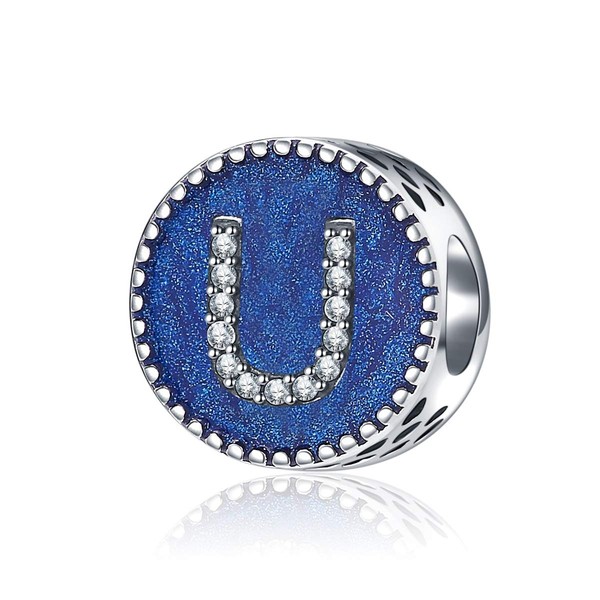 SOUKISS Alphabet A-Z Cubic Stone Charms Solid 925 Sterling Silver