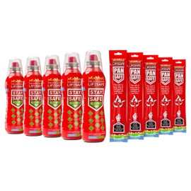 LifeSafe StaySafe All-in-1 Portable Fire Extinguisher & PanSafe Fire Extinguisher | Compact Emergency Fire Spray, for Electrical, Grease, Oil Fires & More | Cooking Kitchen & Home Safety, 5-Pack