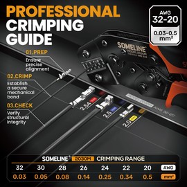 SOMELINE Micro Connector Crimping Tool 32-20 AWG (0.03-0.5mm²), Ratcheting Crimper for JST PH/XH, Molex, TE, 2.0mm / 2.5mm / 2.54mm / 3.0mm Pitch Connectors