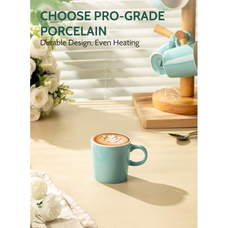 Sweese 3.5oz Porcelain Espresso Cups Set of 4, Mini Coffee