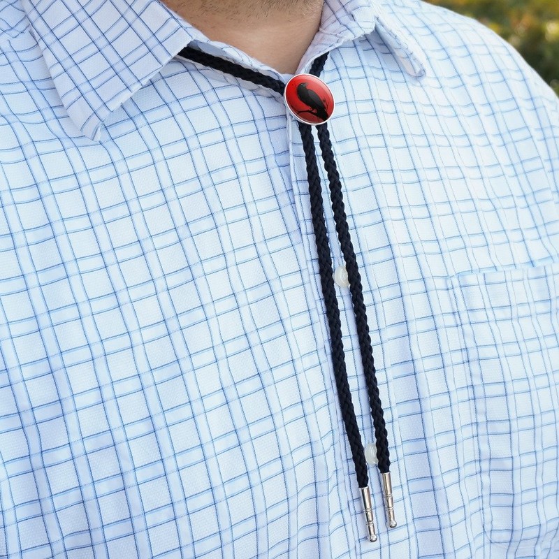 Crow on Branch Western Southwest Cowboy Necktie Bow Bolo Tie