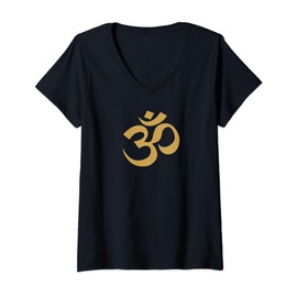 Women's Om Symbol V-Neck T-Shirt, black