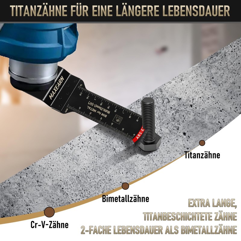 MaxEarn Oscillating 70 mm Extra Long Saw Blades, Titanium Multitool