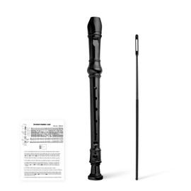 YONTY 8-Hole Soprano Descant Recorder German Style Kids Music Flute with Cleaning Rod & Case Bag for School Student Home Entertainment - Black