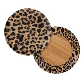 Wanyint Leopard Print 2 Pack Bar Stool Seat Covers Stretch Round Chair Covers for 14-16 Inch Chair Fashion Vanity Seat Cushion Saddle Slipcovers