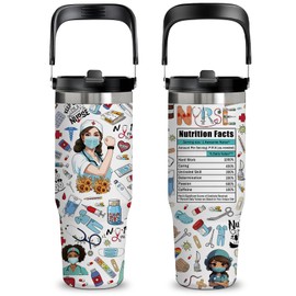 xiiai 30oz Nurse Tumbler for Women - Leak Proof Stainless Steel Travel Mug with Handle & Flip Straw - Nurse Gifts for Women, Nurses Week, Birthday - BPA-Free, Fits Car Cup Holders, Work & Outdoor Use