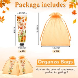 Swiffen 48 Sets Baby Shower Hand Cream Bulk Hello Fall Party Favors Bridal Thank You Hand Cream for Guests Travel Size Lotion with Organza Bags