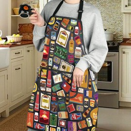 G2TUP Indian Food Gift Indiana Home Apron With Pockets Indian Foodie Gift Indiana State Souvenirs Gift Indiana Tourism Gift (Indian Foodie-a)