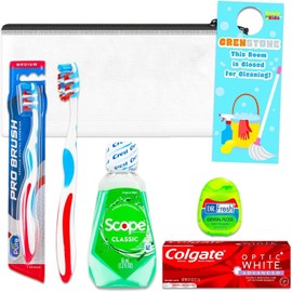 Yoken Dental Care Set Travel Kit with Toothbrush, Fluoride Toothpaste, Dental Floss, Tongue Cleaner, and Mouthwash Perfect Oral Hygiene Bundle for Adults and Kids