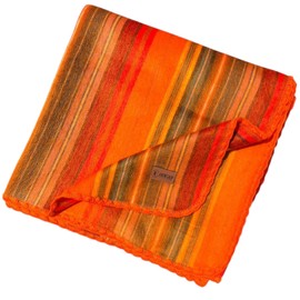 Alpaca Wool Throw Blanket – Handmade, Warm, Ultra-Soft & Breathable | Large 95" x 65" | Non-Itchy & Hypoallergenic | Elegant Striped Design in Orange Tones – Cozy Blanket for Sofa, Bed & Travel