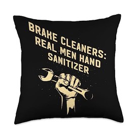Garage Car Repair Car Lover Funny Car Mechanic Brake Cleaners Real Men Hand Sanitizer Car Mechanic Auto Throw Pillow, 18x18, Multicolor