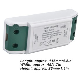 30W 2.5A 12V DC Dimmable LED Driver, Output Voltage Transformer with Overcurrent and for LED Light Strips