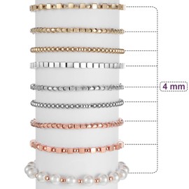 3000 Pieces Assorted Spacer Beads Include 1500 Faceted Rondelle Cube Column, 900 Round Ball, 600 Square Charm Loose Spacer Bead for DIY Jewelry (Gold, Sliver, Rose Gold)