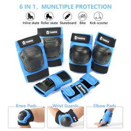 Tanden Skate Protective Gear Adult Knee and Elbow Pads for Roller Skating Pads Adult, Skateboard Knee Pads Elbow Pads Wrist Guards Adult Blue