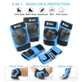 Tanden Skate Protective Gear Adult Knee and Elbow Pads for Roller Skating Pads Adult, Skateboard Knee Pads Elbow Pads Wrist Guards Adult Blue