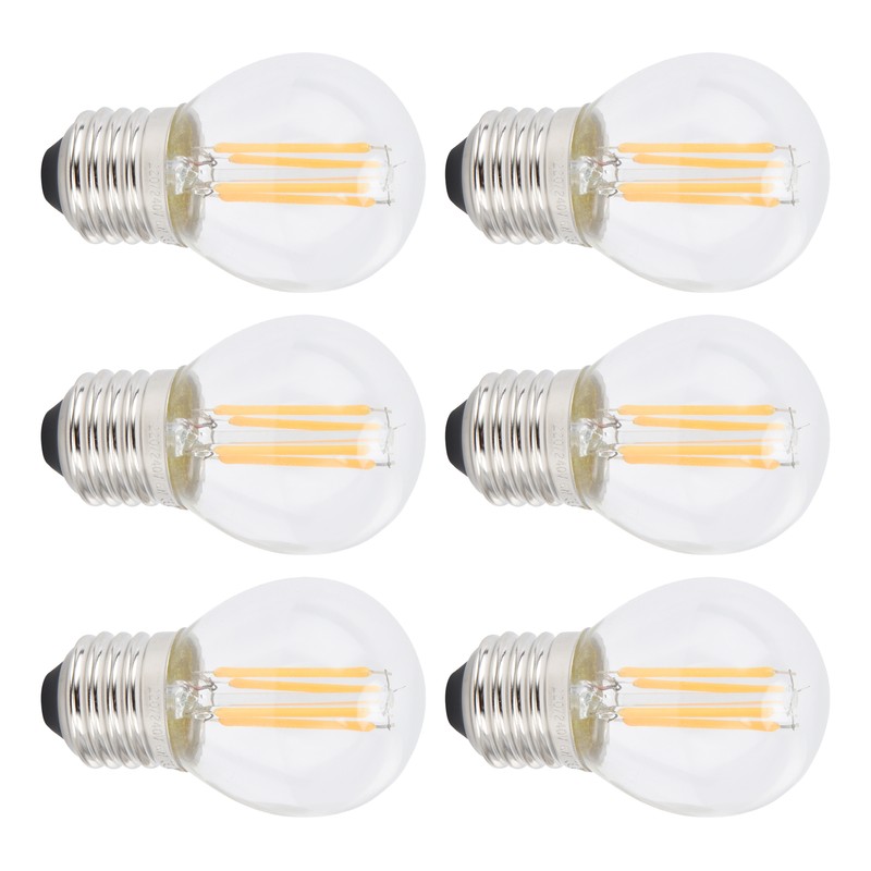 6PCS G45 E27 LED Light Bulb Transparent Glass Bulb Vintage