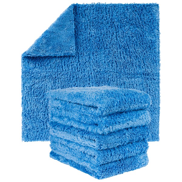 GREEN LIFESTYLE Microfiber Towels for Cars 6 Pack, Borderless Microfiber Towels Cleaning, Rags for Cleaning, Car Microfiber Towel, Drying Towels for Сars, Car Wash Towels (16" x 16", Blue)
