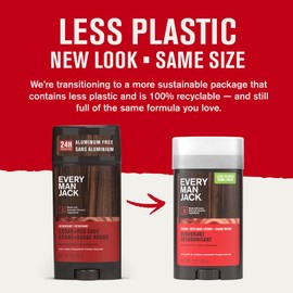 Every Man Jack Cedar + Red Sage Men’s Deodorant - Stay Fresh with Aluminum Free Deodorant For all Skin Types - Odor Crushing, Long Lasting, with Naturally Derived Ingredients - 3oz (2 Pack)