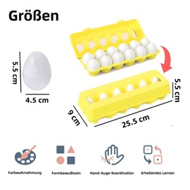 CUEMOON 12PCS Spielzeug Passende Eier, Frühes Lernen Pädagogische Feinmotorik Montessori Geschenk，für Kinder pädagogisches Spiel zur Entwicklung von Hand Augen Koordination und kognitiven Fähigkeiten