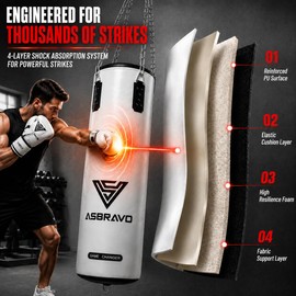 ASBRAVO 4ft PU Punching Bag Set for Adults with Gloves, Adjustable Weight