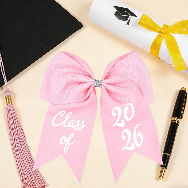 Class of 2026 Graduation Bow - Pink Sparkling Graduation Cap