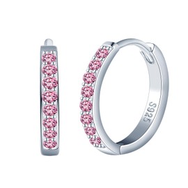 CPSLOVE Elegant Women's Earrings 925 Sterling Silver Hoop Earrings Girls Fashion Hoop Earrings with Zirconia Hoop Diameter 1 cm, Sterling Silver, Cubic Zirconia