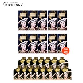 Richena shampoo-type 3-minute hair dye, 10 boxes for full coloring + 15 packs for root coloring, natural dark brown color / 리체나   샴푸형 3분 염색제 전체 염색용 10박스 + 뿌리 염색용 15팩, 자연스러운 흑갈색