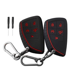 QBUC 2 Pcs Key Fob Cover for Chevy,5 Buttons Silicone for GMC Key Fob Cover,Fit for 2022 2023 2024 2025 Chevy Silverado 1500 GMC Sierra 1500, 2024 2025 Silverado Sierra 2500HD 3500HD with Keychain