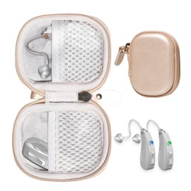 CaseSack Case for Hearing Aids compatible with EarCentic EasyCharge Rechargeable Hearing Aids also for Otofonix Elite/Encore, Banglijian, Britzgo, My Tone, LIGINN, Blaids, Lexie, Tweak (Gold)