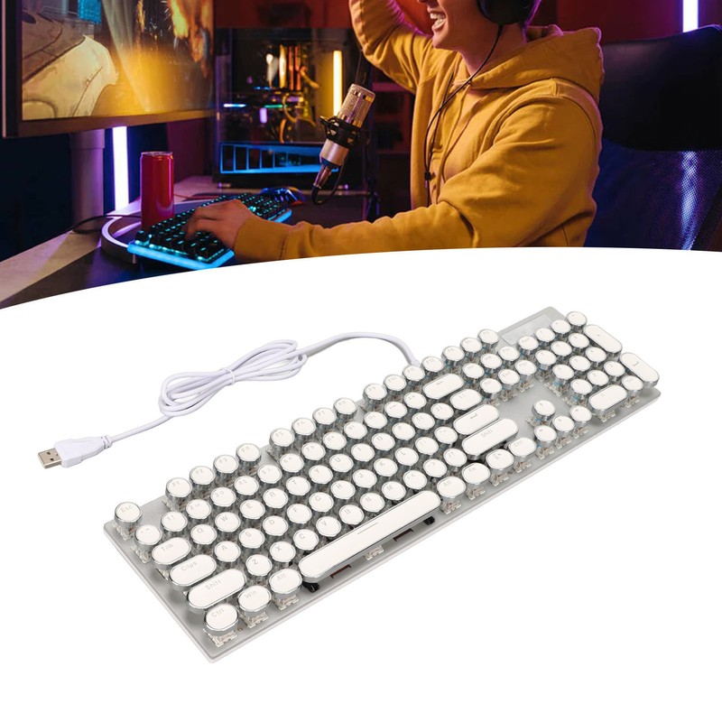 Blue Switch Mechanical Keyboard 104 Keys Backlight Ergonomic Retro Steampunk