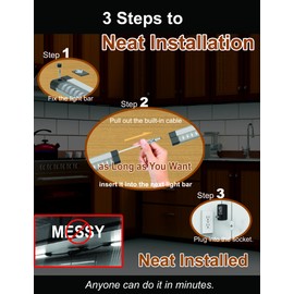 EBD Display Cabinet Lights Built-in Adjustable Cable for Kitchen 2-Way Splitter Touch Under Counter Lighting 4 Panels 1800 Lm 6500K Energy Super Bright Shelves Light Closet Bookcase & Shelf