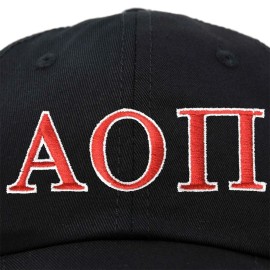 DALIX Alpha Omicron Pi Fraternity Hat Womens Greek Letter Embroider Baseball Cap Black