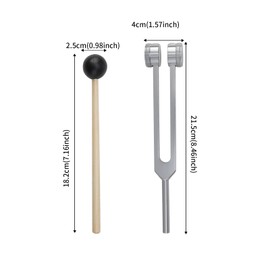 128hz Tuning Fork Hammer Aluminum Alloy Medical Non-Magnetic Body Weighted Tuning Fork + Wood Hammer for Healing DNA Repair Healing Sound Therapy Balancing Healers Vibration Accurate Frequency