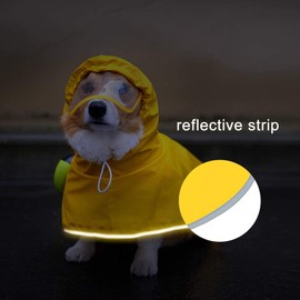 Dog Raincoat with Hood for Small Dog,Medium Dog,Luccalily Waterproof Dog Rain Jacket with Reflective Strip Adjustable Belly Strap Lightweight Poncho with Storage Bag (X-Small, Yellow)