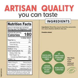Pastabilities High Fiber Pasta - Ruffles Shaped Wheat - 11g Protein per serving, Delicious Taste & Texture, Excellent Source of Prebiotic Fiber, Plant-based, Vegan and Non GMO Certified (2 Pack, 8 Oz)