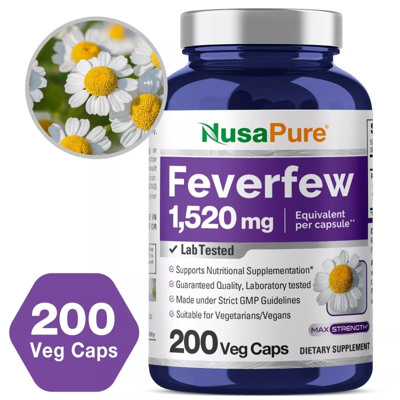 NusaPure Feverfew 1520mg 200 Vegetarian Caps (Non-GMO)