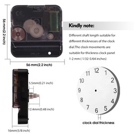 WinTaim 12888 Super Silent Sweep Clock Mechanism Movement, Quartz Wall Clock Motor Replacement Parts, 5/64 Inch Maximum Dial Thickness, Total Shaft Length: 31/64 inch, (WT-12888 Series, No Hands)